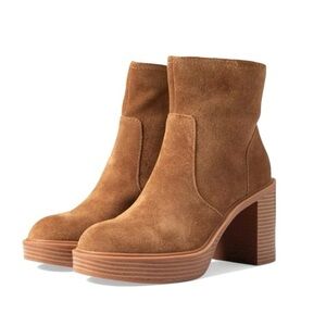 Dolce Vita Cinzia Tan Suede Chunky Platform Ankle Boots Size 9